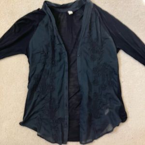 Tiny brand (Anthropology) gauzy black shirt with embroidery